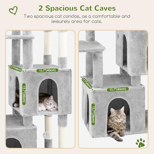 Heavy Duty Cat Trees for Big Cats Maine Coon (Cloud Grey / 61inch)