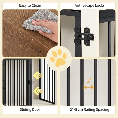 27.2" S Dog Crate Furniture Indoor Dog Kennel with Barn Door (White Brown / 27.2"L x 19.3"W x 25.4"H)