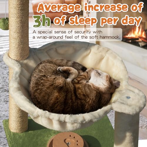 Cat Tree 28'' with Hammock & Interactive Toy for Indoor Cats (White-28 Inches)