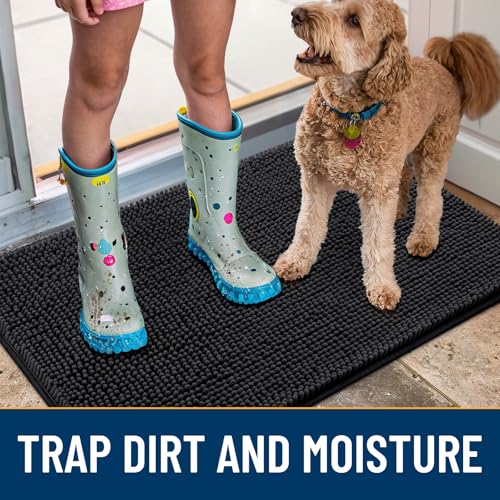 Dog Door Mat for Muddy Paws 30x20 (Black / 30"X20")