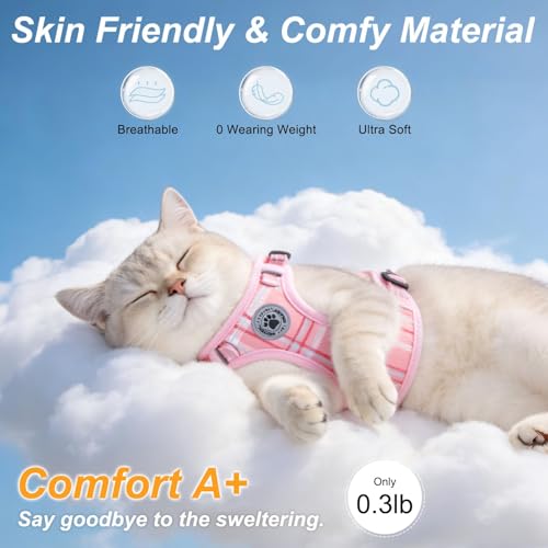 Cat Harness and Leash Set (Pink / M (Chest: 12 - 19"))