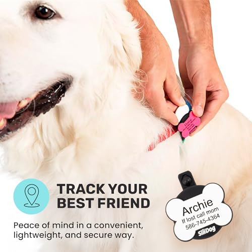Personalized Engraved Silicone Dog ID Tag with Tracker Holder (Pink / AirTag-Holder)