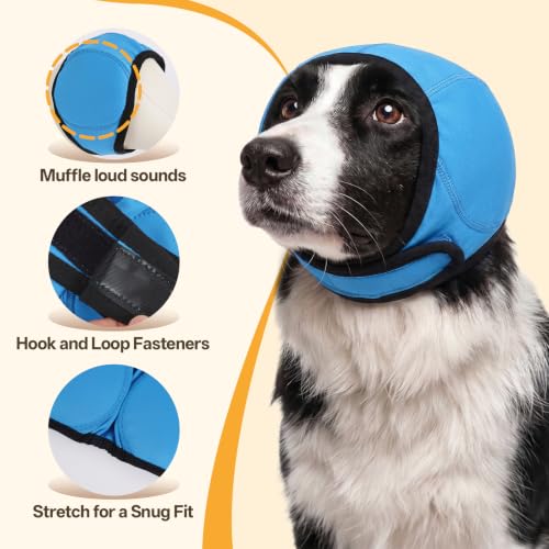 Ear Muffs Noise Protection for Dog Grooming Bathing (LakeBlue / M)