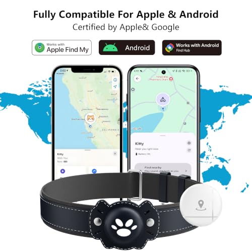 2-in-1 GPS Tracker for Cats: Smart Pet Collar with Real-Time Tracking,No Monthly Fee/Subscription (iOS & Android) Waterproof, Anti-Lost,365-Day Long Battery Life GPS Tracker Cat Collar (Blue) (Blue)