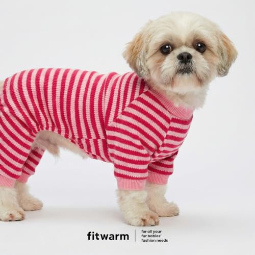 Pink and Red Striped Dog Pajamas (Medium / LightPink)