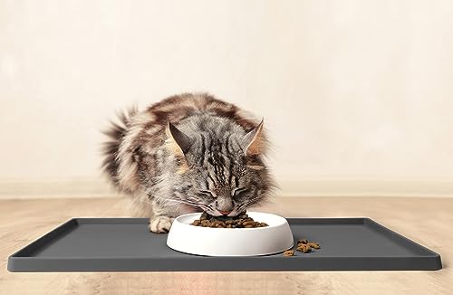 Premium Cat Food Mat (24"L x 14"W / Carbon)