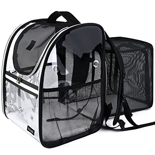 Expandable Pet Carrier Backpack (Transparent Black / 12.0"L x 10.0"W x 15.0"H)