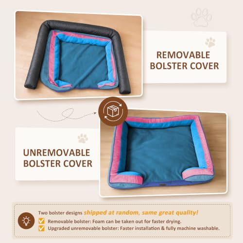 Orthopedic Dog Bed for Extra Large Dogs with Bolster (45.0"L x 35.0"W x 8.5"Th / Enchanted Cove)