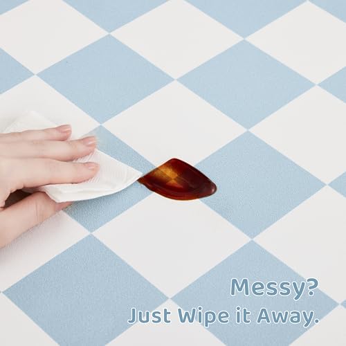 Checkered Dog Feeding Mat (24"L x 16"W / Blue)