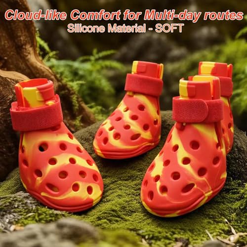 Dog Shoes for Hot Pavement (Yellow Red / M)