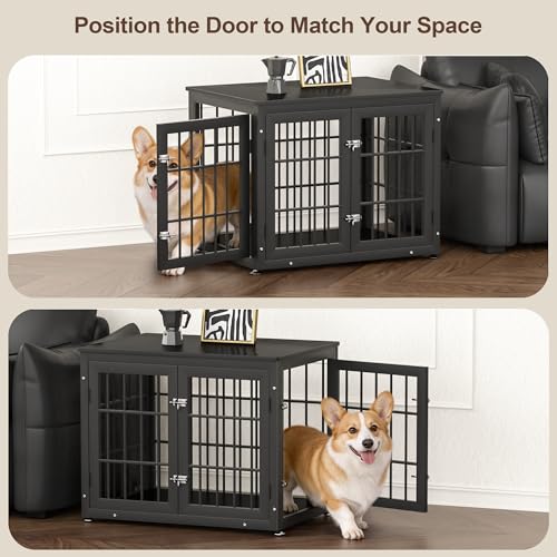 32" Heavy Duty Dog Crate Furniture for Small and Medium Dogs (Black / 32.7"L x 23.6"W x 26.2"H)