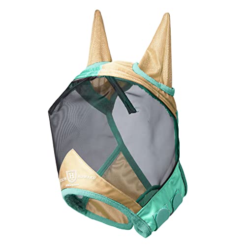 Pro Luminous Horse Fly Mask Standard with Ears UV Protection for Horse Champagne Gold (Champagne Gold/Mint / Medium (Arabian))