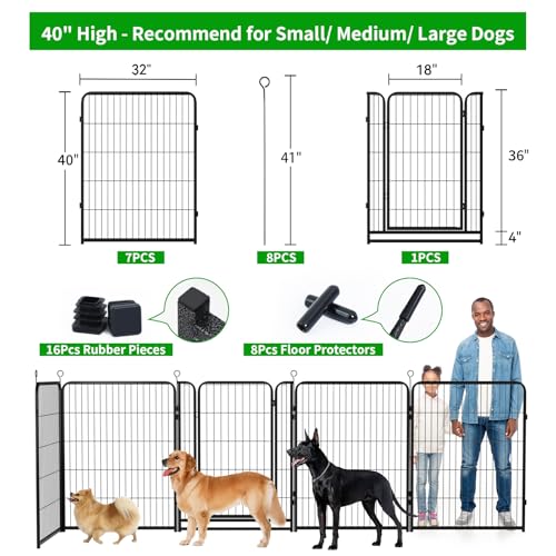 Dog Playpen Outdoor Extra Wide 8 Panels Heavy Duty Dog Fence 40" (32"W x 40"H)