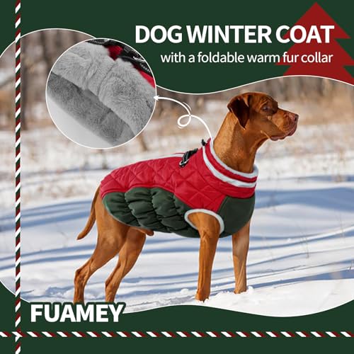 Dog Winter Coat Fleece Warm Medium Dog Coat with Harness Built in (Christmas / M(chest:21in))