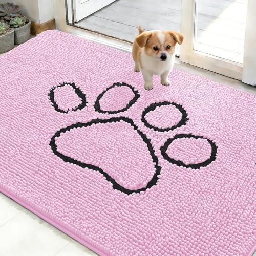 Dog Door Mat for Muddy Paws 48x30 (Pink / 48" X 30")