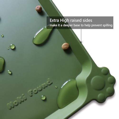 X Large Silicone Pet Food Mats Tray (28" x 20" / Dark Olive)