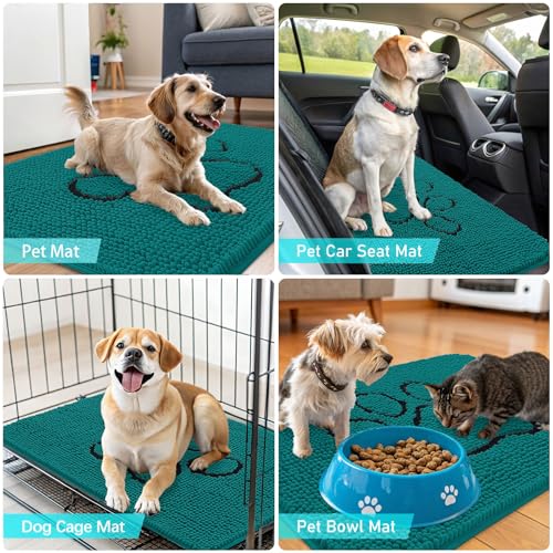 Dog Door Mat for Muddy Paws 36x24 (Lake Blue / 36" X 24")