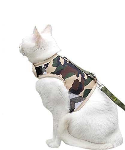 Cat Harness and Leash Set Escape Proof (Jungle Camouflage / Xxl 19-26 lbs)