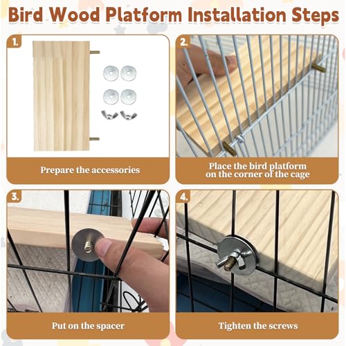 Bird Wood Platform Parrot Perch Stand Parakeet Playground Cage Corner Shelf for Conures Budgies Parakeets Cockatiels Lovebirds 3Pcs (6.3x2.5in,3PCS)