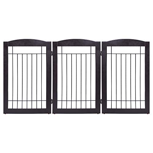 Freestanding Wire Pet Gate for Dogs (Espresso / 【3 Panels】60"W x 30"H)