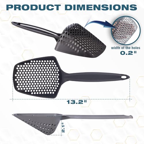 Set of 3 Cat Litter Scoop with Small Holes for Fine Litter (Set of 3 / Black)
