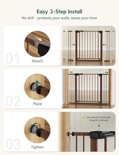 26 40 in Pressure Mounted Baby Gate for Stairs (Black Wood Pattern / 30"Tall 26"-40" Wide)