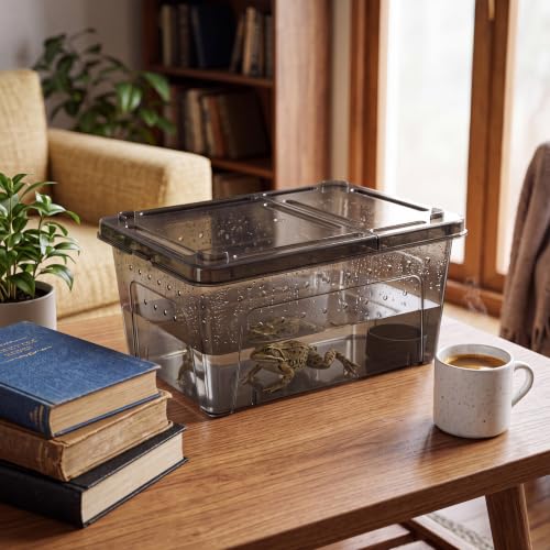 8 Pcs Reptile Breeding Box (Vent Strips / Black / 10.6 x 7.4 x 4.7 Inch)