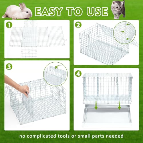 1 Pack 3 Hole Foldable Rabbit Transport Cage (Sliver / 18 x 12 x 10 in)