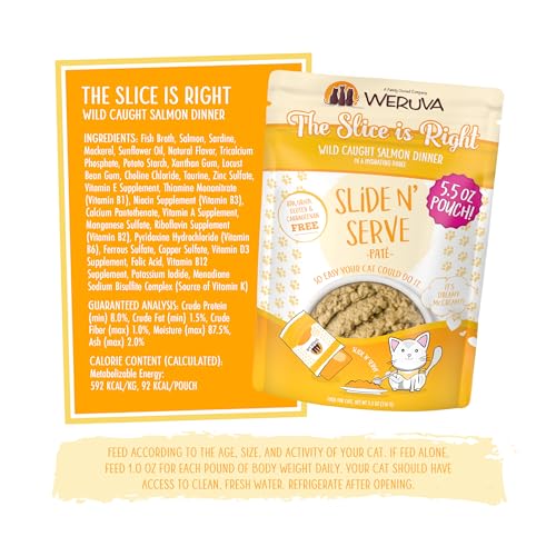 Wet Cat Food The Slice is Right with Wild Caught Salmon Pate (5.5 Ounce (Pack of 12))