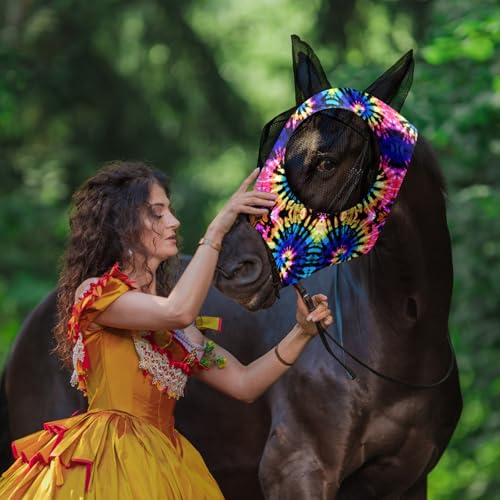 12 Pieces Horse Fly Mask Bulk (Tie Dye Patterns / Large)
