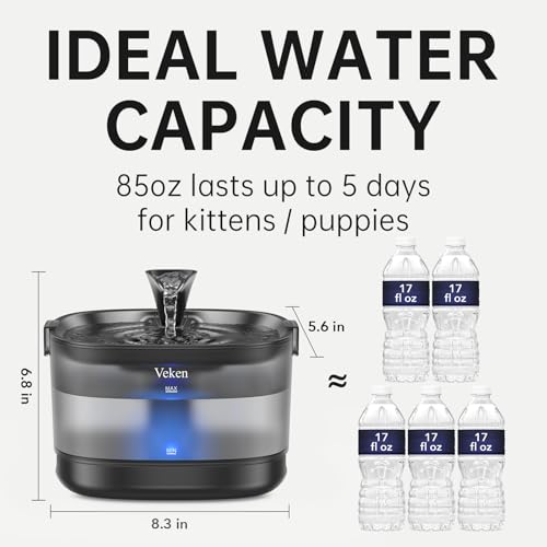 85oz 2.5L Cat Water Fountain with Detachable Tank (Black)