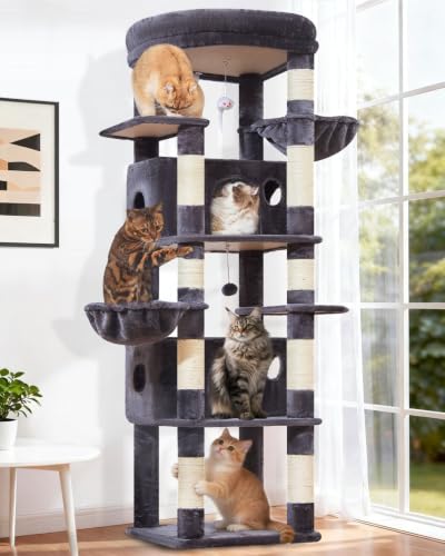 Heavy Duty Cat Tree (Sturdy-73IN / Smoky Gray)