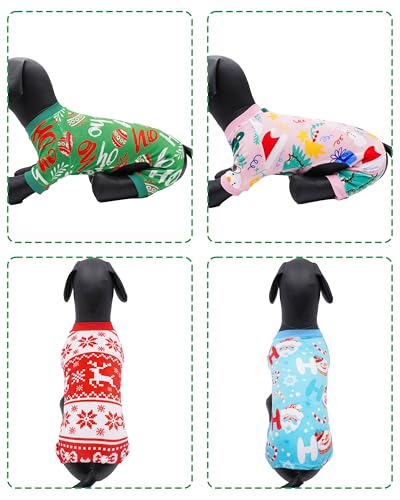 4 Pack Christmas Velvet Dog Pajamas for Large Dogs (X-Large)
