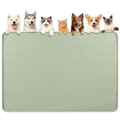 Dog Food Mat 70''x45'' Extra Large Dog Mat for Food and Water (70"L x 45"W / Green)