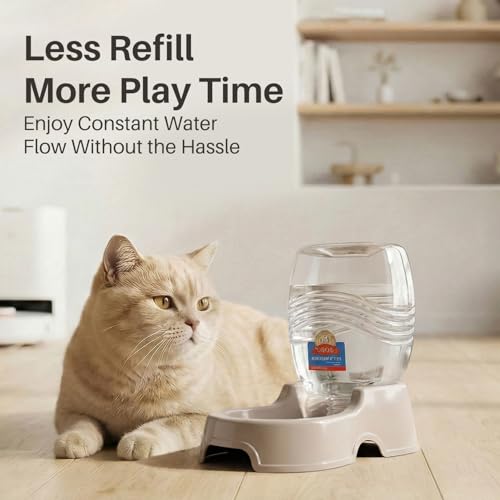 Gravity Pet Water Dispenser for Cats & Small Dogs (Beige / 1.5 L)