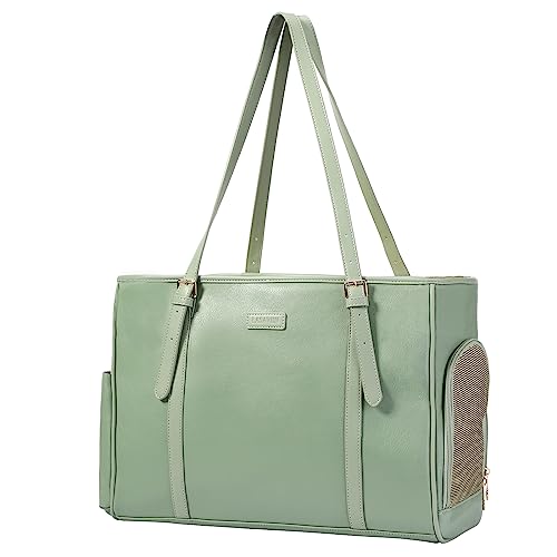 Fashion Dog Purse Pet Carrier Leather Bag for Small Dogs Cats Puppy (Green)
