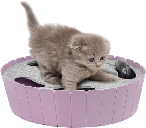 Interactive Cat Toy with Running Mouse (P-Purple)