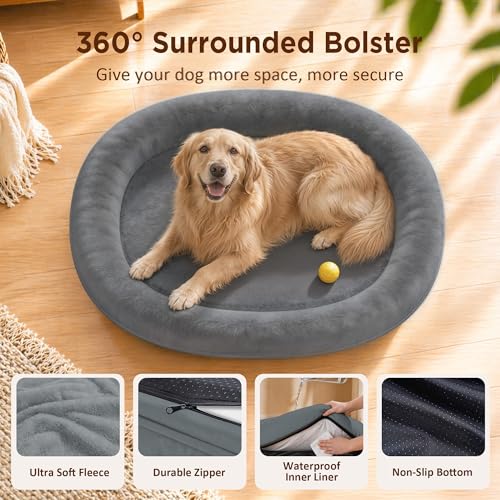 Waterproof Orthopedic Dog Bed for Large Dogs (Grey / 44"L x 32"W x 7.5"Th)