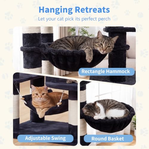 Cat Tree, 71-Inch-Tall Tower for Indoor Cats with 2 Perches HCT034G (Smoky Gray / 71 inch)