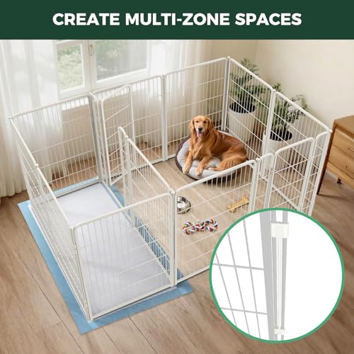 Homeplus Indoor Dog Playpen with Divider Connectors (White / 40"H)