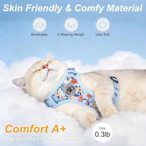 Cat Harness and Leash Set (Blue / S (Chest: 11 - 16"))