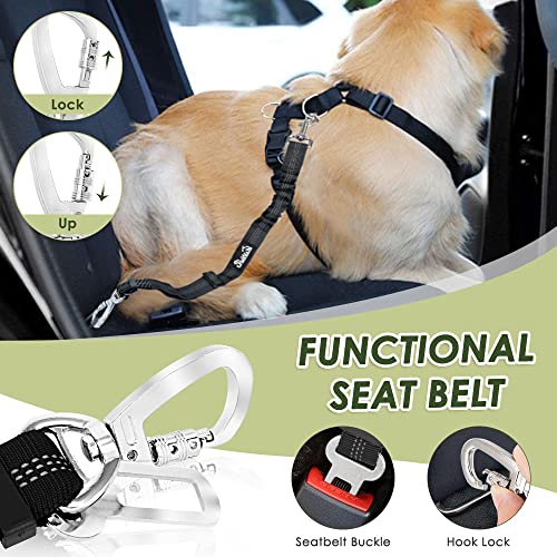 Dog Seat Belt and Harness for Car (Red / Medium)