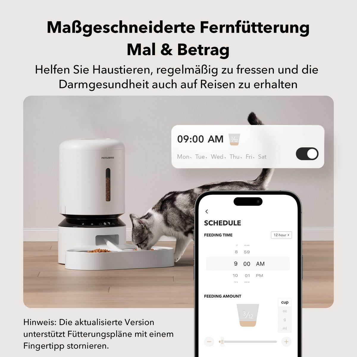 5L Automatic Cat Feeder for 2 Cats (White / Dual Tray with WiFi)