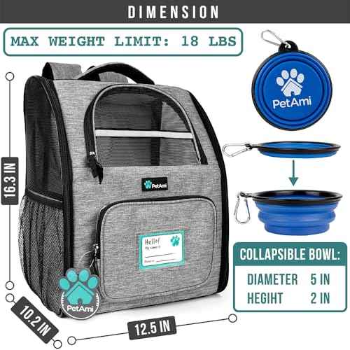Dog Backpack Carrier Airline Approved Cat Pet Puppy Bag (Heather Gray)