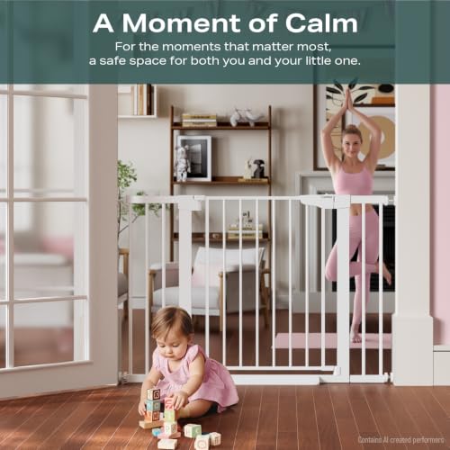 30 46" Baby Gate for Stairs (White / 30"-46" W x 30.5" H)