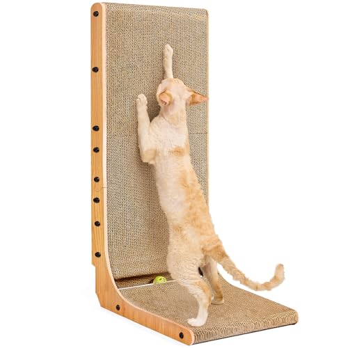 Cardboard Cat Scratcher for Indoor Cats (Brown / 17x13.1x32)