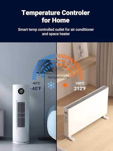Plug in Temperature Controlled Outlet for Heater (Gray)