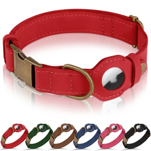 AirTag Dog Collar (Red / XL, 20"-25" Neck Fit)