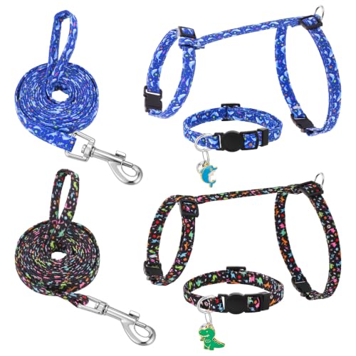 2 Pack Cat Harness and Leash (Dinosaur)