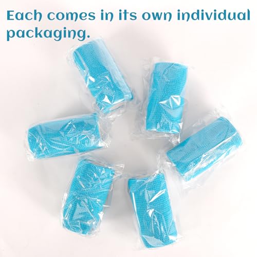 6 Rolls Elastic Self Adhesive Bandage Wrap 4 Inch (4 Inch-6 Count Blue)